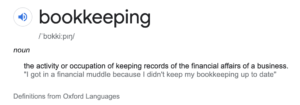Definitition of bookkeeping